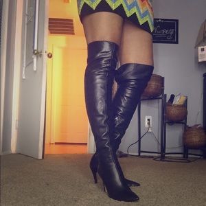 Via Spiga Leather Over the Knee Boots